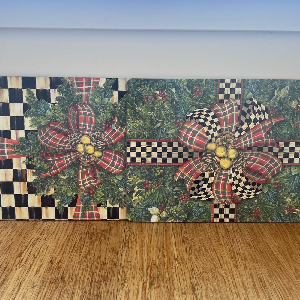 Mackenzie Childs Evergreen Holiday Christmas Cork Back Placemats